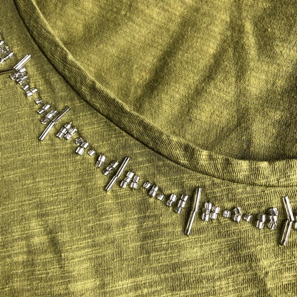 Ann Taylor Loft beaded peplum green peplum tank M - Picture 3 of 4